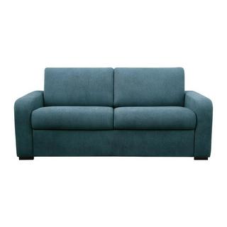 Vente-unique Divano letto 4 posti a ribalta Letto con doghe larghe 160 cm Materasso 18 cm in Tessuto Blu - BEVIS  