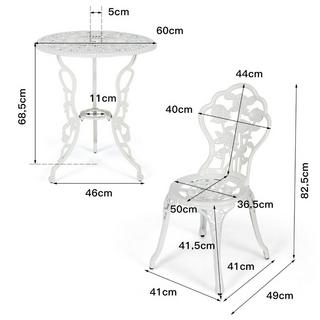 Northix 3 pièces. Salon de jardin et balcon avec 2 chaises et table en fonte d'aluminium et fonte blanche  