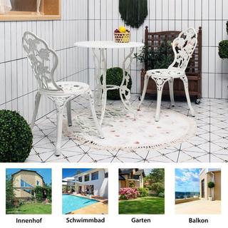 Northix 3 pièces. Salon de jardin et balcon avec 2 chaises et table en fonte d'aluminium et fonte blanche  
