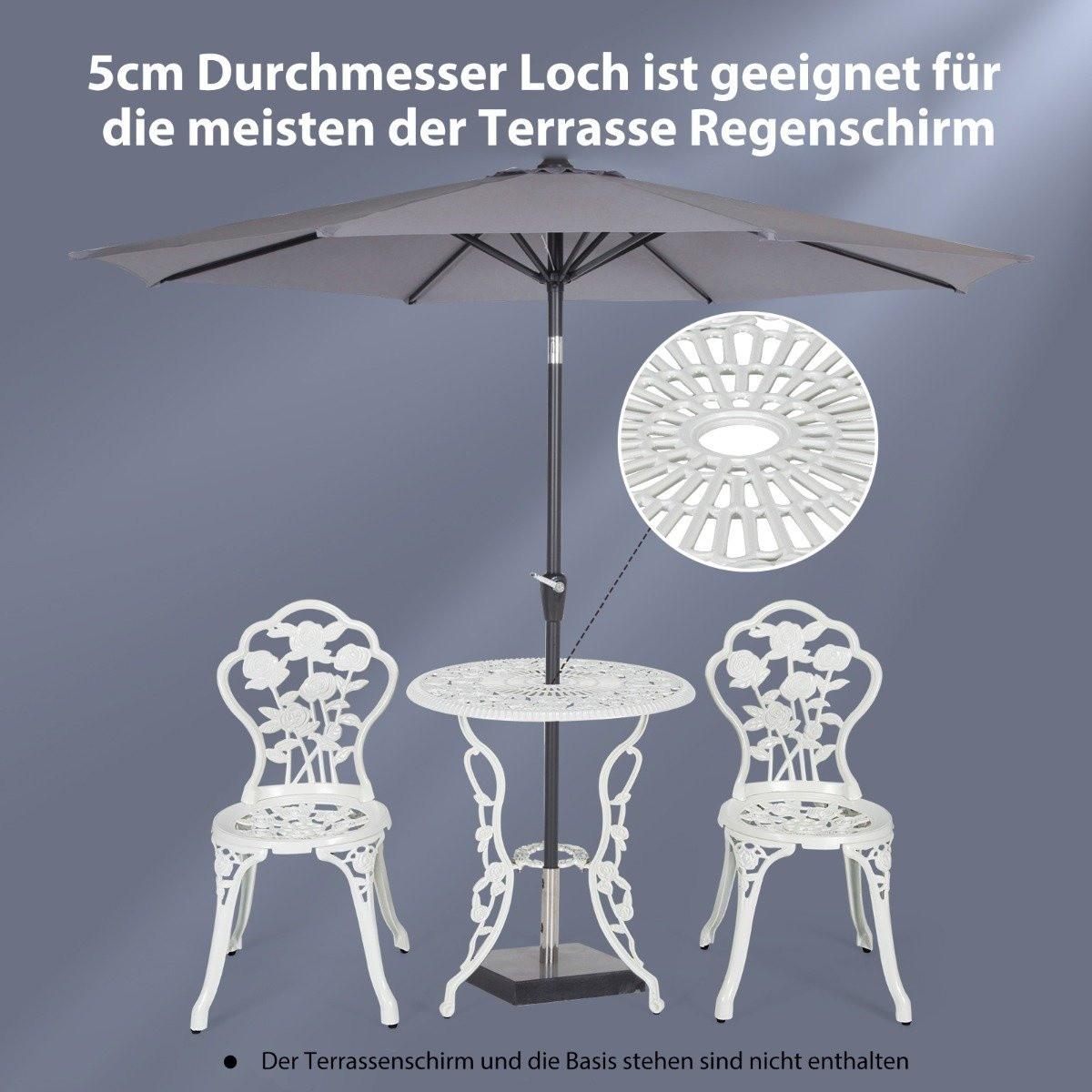 Northix 3 pièces. Salon de jardin et balcon avec 2 chaises et table en fonte d'aluminium et fonte blanche  