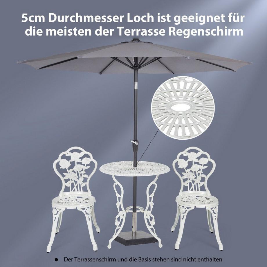 Northix 3-tlg. Gartenmöbel Set Balkonset mit 2 Stühle & Tisch aus Aluminiumguss & Gusseisen Weiß  