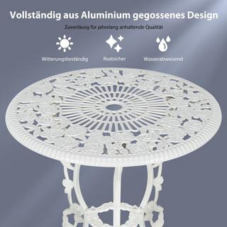 Northix 3 pièces. Salon de jardin et balcon avec 2 chaises et table en fonte d'aluminium et fonte blanche  