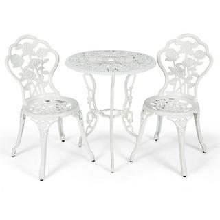 Northix 3 pièces. Salon de jardin et balcon avec 2 chaises et table en fonte d'aluminium et fonte blanche  