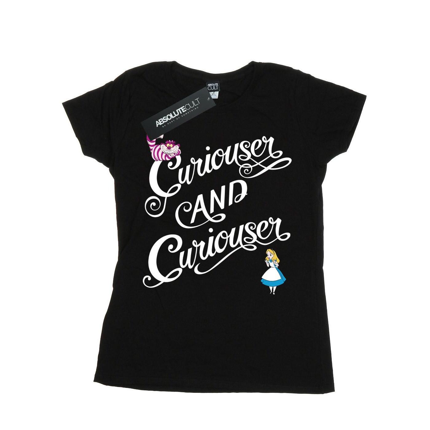 Image of Alice In Wonderland Curiouser Tshirt Damen Schwarz S