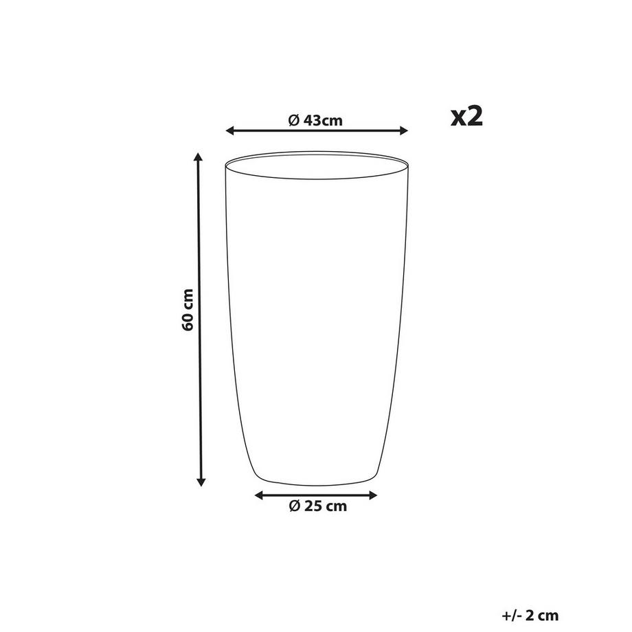 Beliani Set di 2 vasi per piante en Fibra d'argilla Industriale CAMIA  