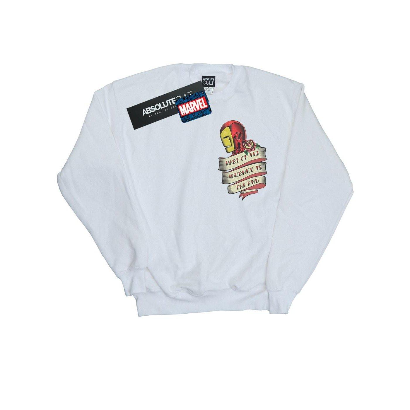 Image of Iron Man Tattoo Journey Breast Print Sweatshirt Unisex Weiss 152-158