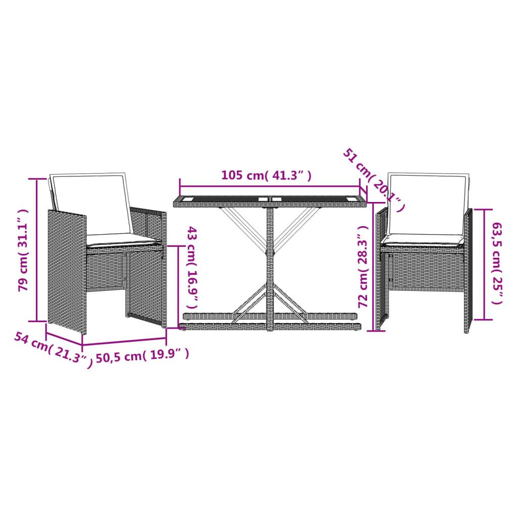 VidaXL Bistro set poly-rattan  