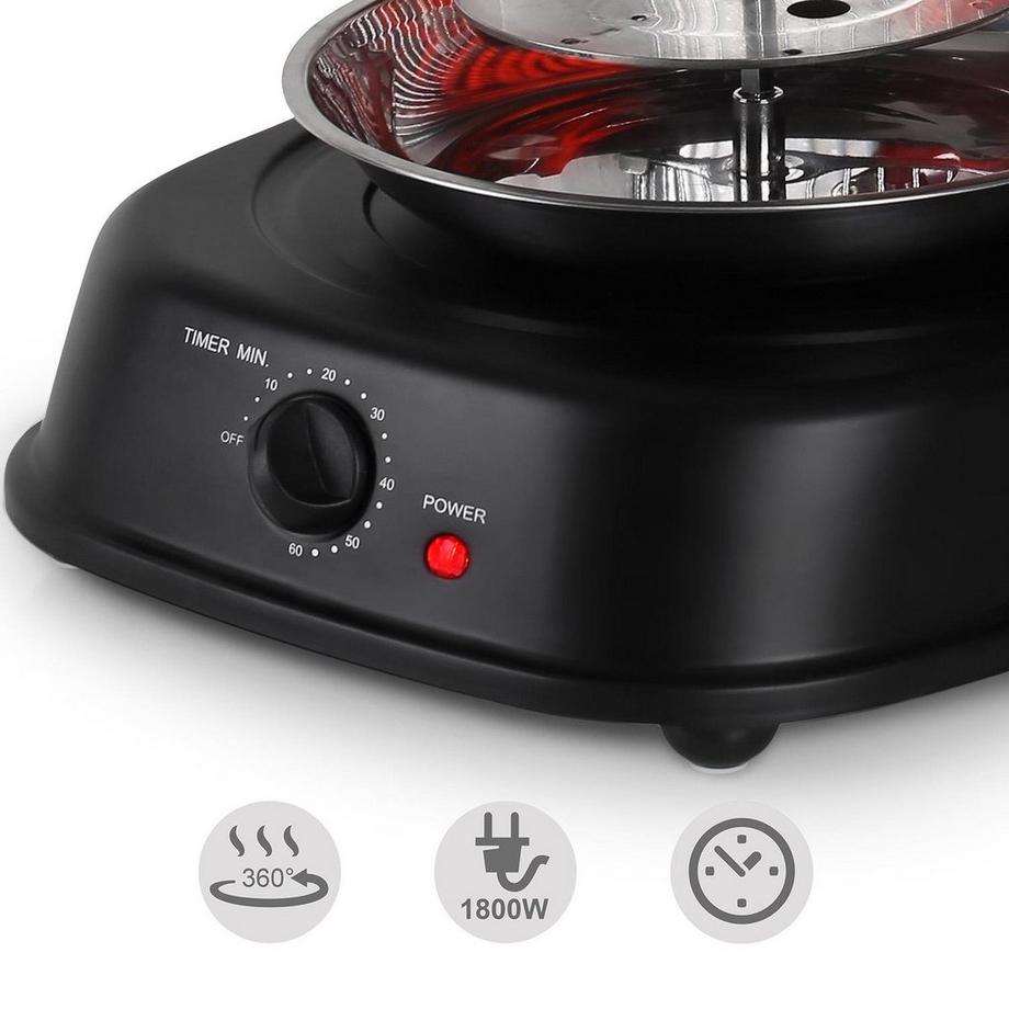 OneConcept  Kebap-Master Schwarz - Vertikalgrill, inkl Spiess Set 