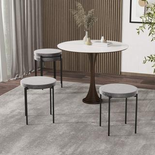 Northio Lot de 4 tabourets de salle à manger, tabourets de comptoir avec assise rembourrée, tabourets ronds, tabourets de bar toucher velours polyester acier gris 41,5 x 41,5 x 46 cm  