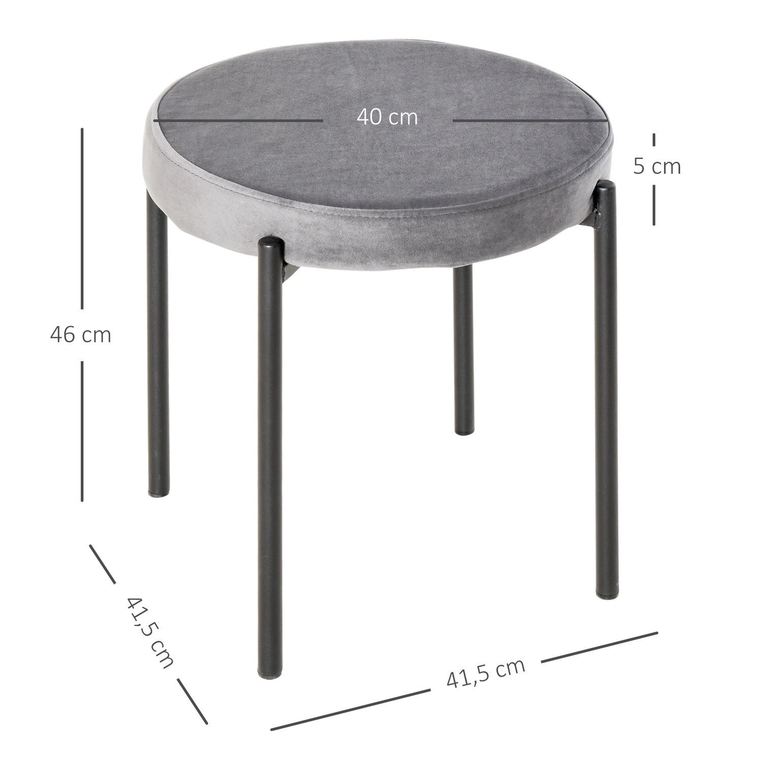 Northio Lot de 4 tabourets de salle à manger, tabourets de comptoir avec assise rembourrée, tabourets ronds, tabourets de bar toucher velours polyester acier gris 41,5 x 41,5 x 46 cm  