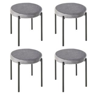 Northio Lot de 4 tabourets de salle à manger, tabourets de comptoir avec assise rembourrée, tabourets ronds, tabourets de bar toucher velours polyester acier gris 41,5 x 41,5 x 46 cm  