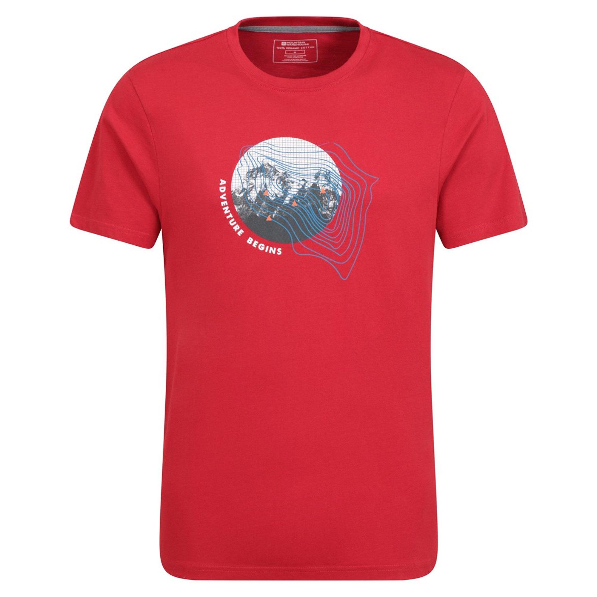 Image of Adventure Begins Tshirt Herren Rot Bunt L