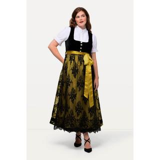 Ulla Popken  Costume traditionnel bavarois, haut en velours sans manches, jupe en tissu Jacquard, décolleté carré 