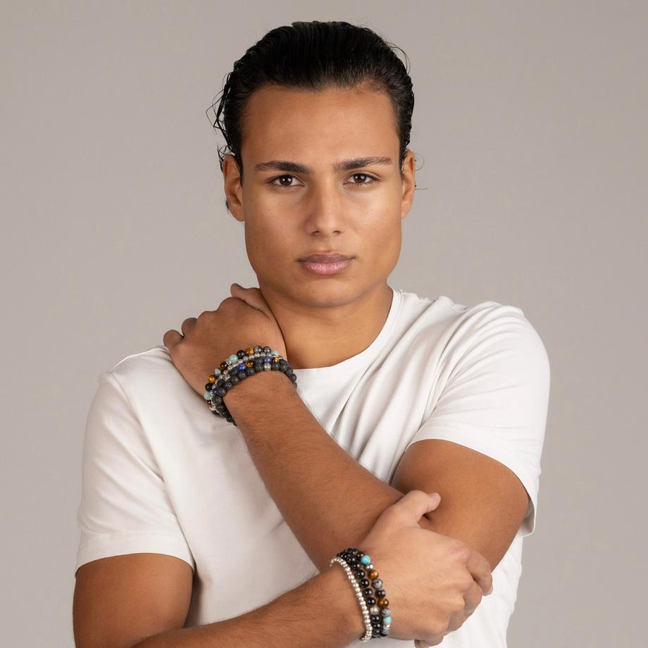 Balibay  Kiro  Armband mit Vulkansteinen und 925 Silber 