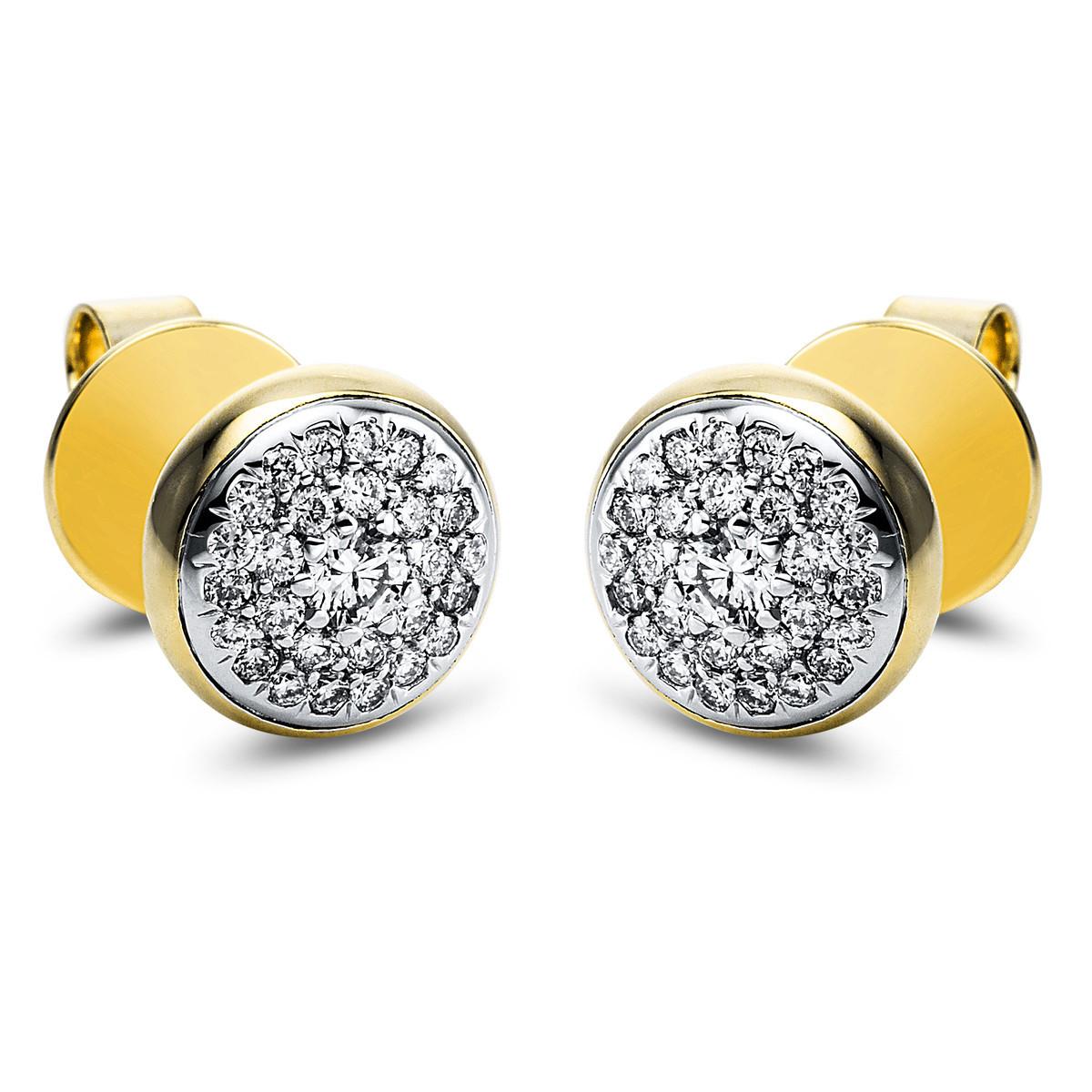 Image of Ohrstecker 585/14k Weissgold/gelbgold Diamant 0.38ct. Damen Silber ONE SIZE