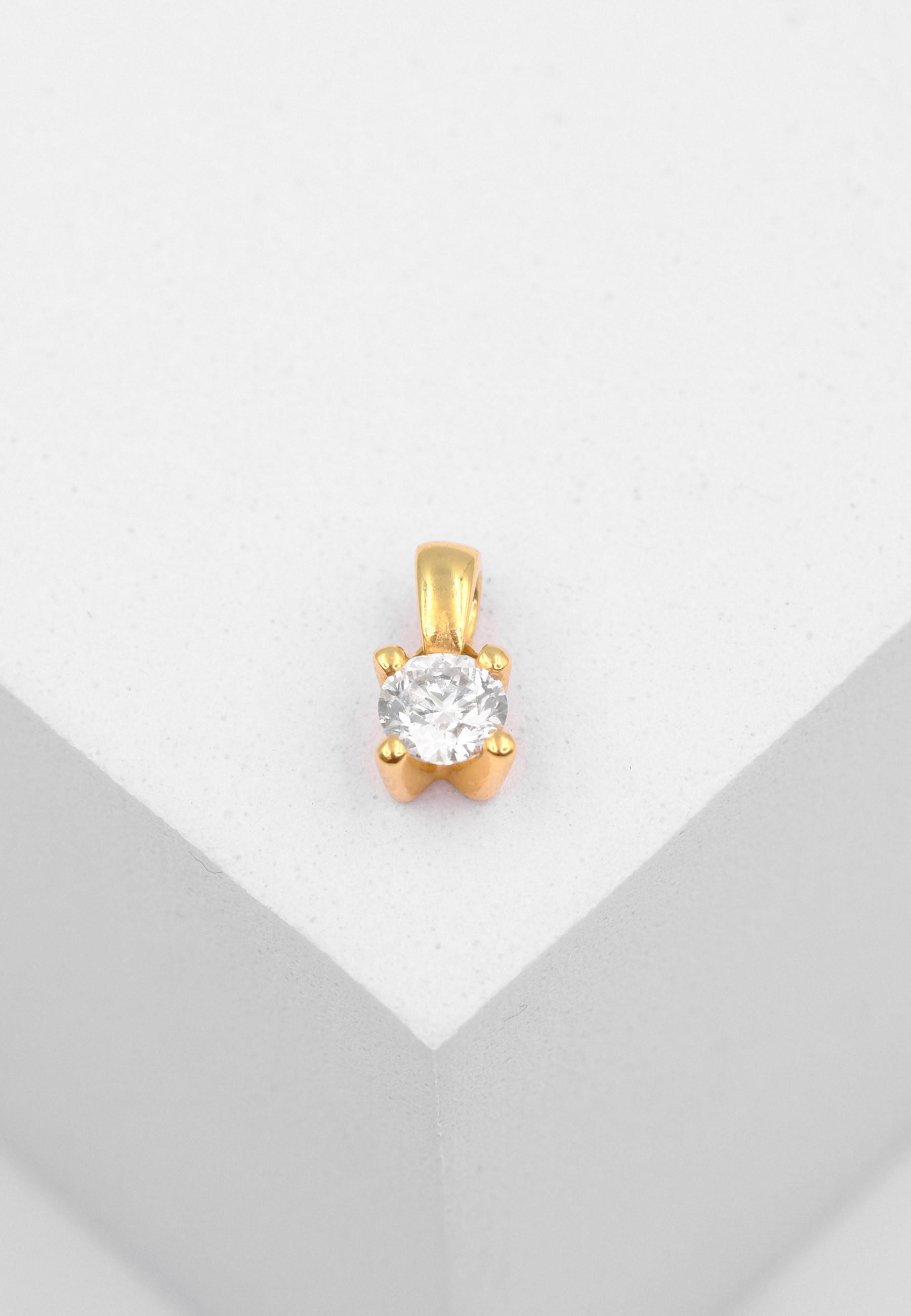 MUAU Schmuck  Anhänger 4-Griff-Fassung Diamant 0.30ct. Gelbgold 750 