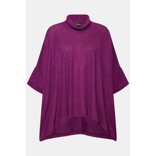 Ulla Popken  T-shirt oversize aspect scintillant, col roulé et manches courtes 