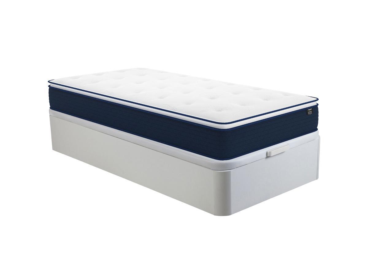 Ysmée Ensemble 90 x 190 cm sommier coffre blanc + matelas ressorts ensachés et surmatelas intégré ép.24cm - ALTIER de YSMÉE  