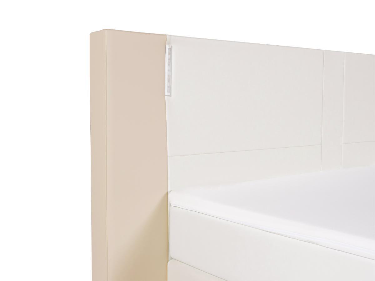 Ysmée Ensemble complet boxspring tête de lit avec leds + sommiers + matelas + surmatelas - 180 x 200 cm - Simili - Crème et blanc - ASTI de YSMÉE  