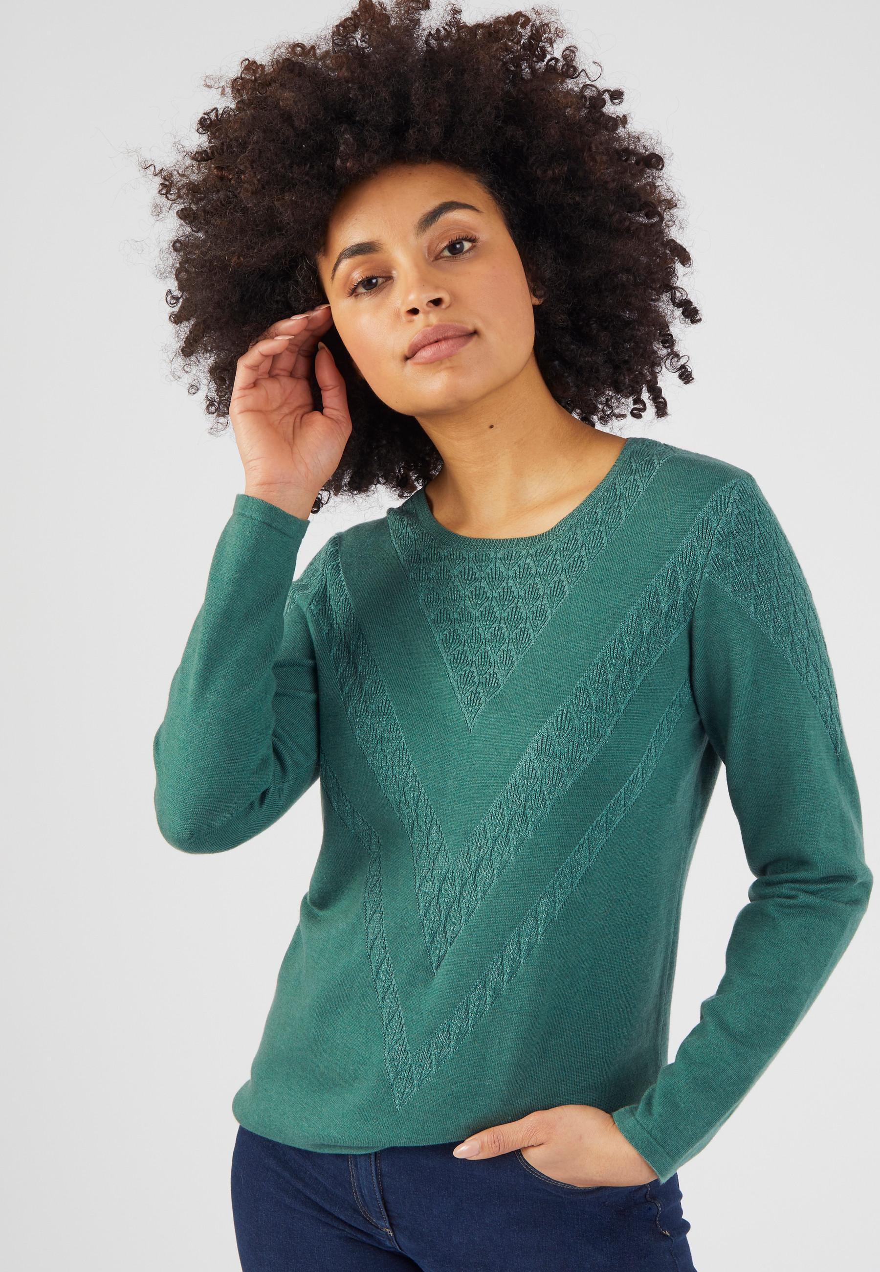 Image of Warmer Origineller Strickpullover Thermolactyl Damen Grün 46/48