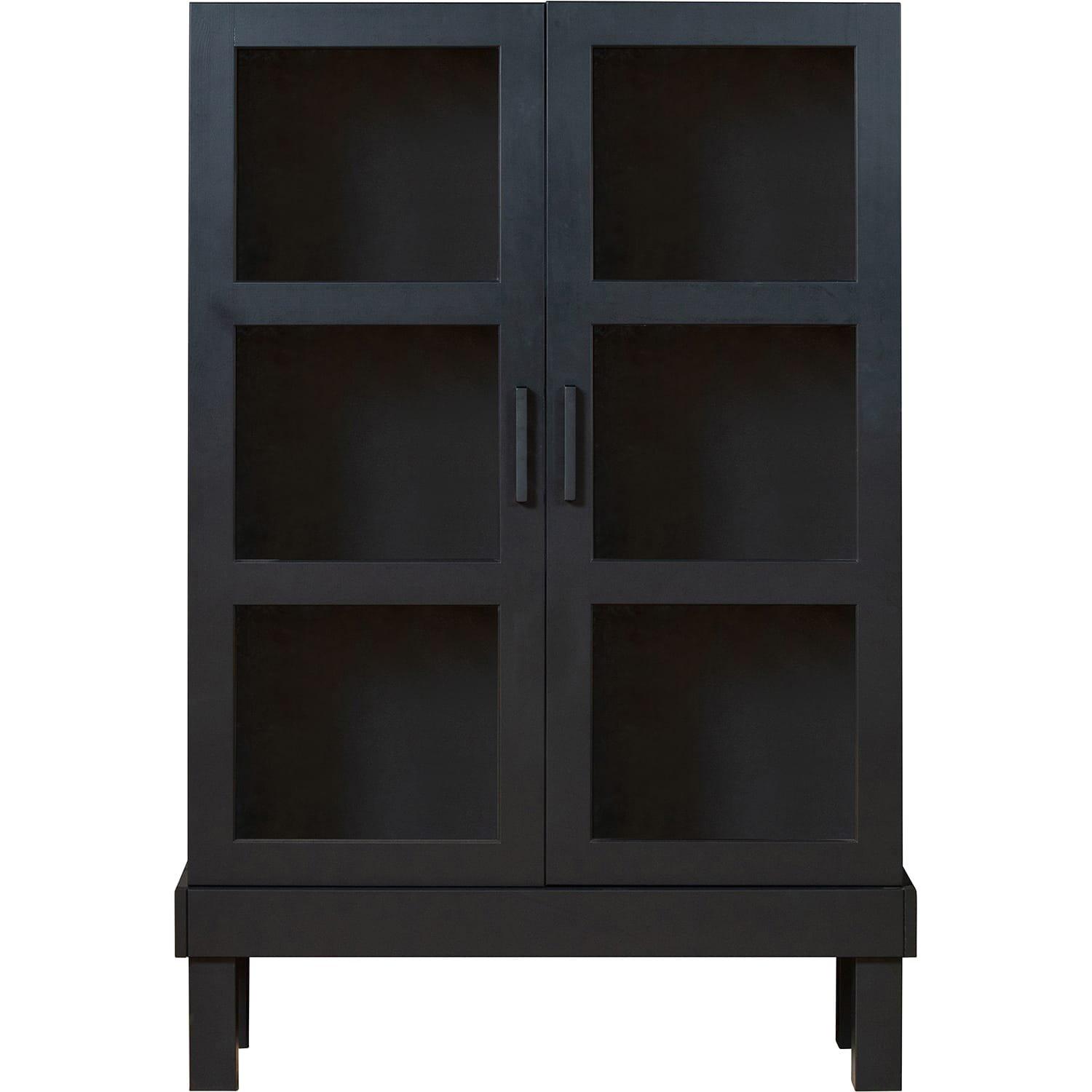 Image of Vitrinenschrank Bonk Kiefer matt-schwarz 107x160 Vitrinenschrank Bonk Kiefer matt-schwarz 107x160
