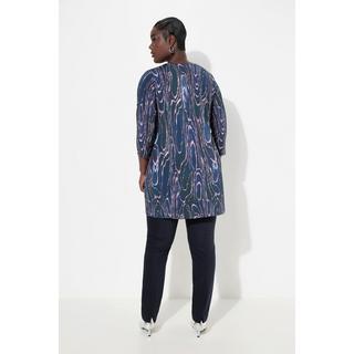 Ulla Popken  Slinky-Longshirt, Marmor-Design, V-Ausschnitt, 3/4-Arm 