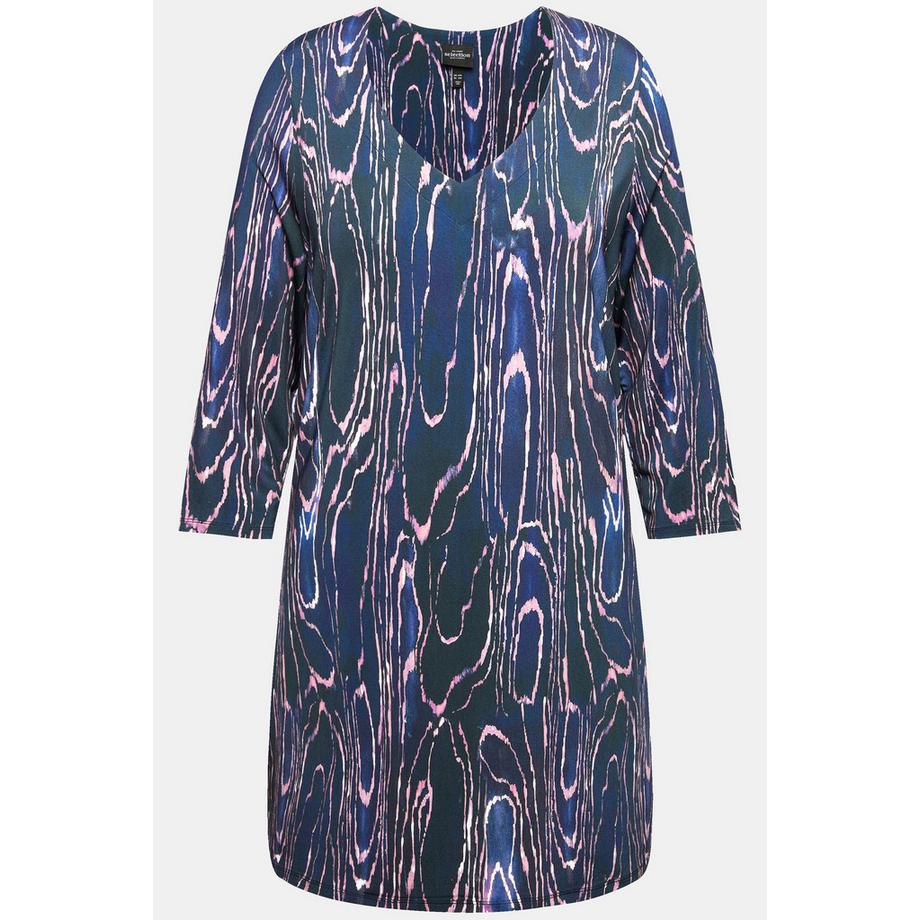 Ulla Popken Slinky Longshirt Marmor Design V-Ausschnitt 3/4 Arm  