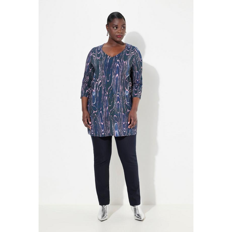 Ulla Popken Slinky Longshirt Marmor Design V-Ausschnitt 3/4 Arm  