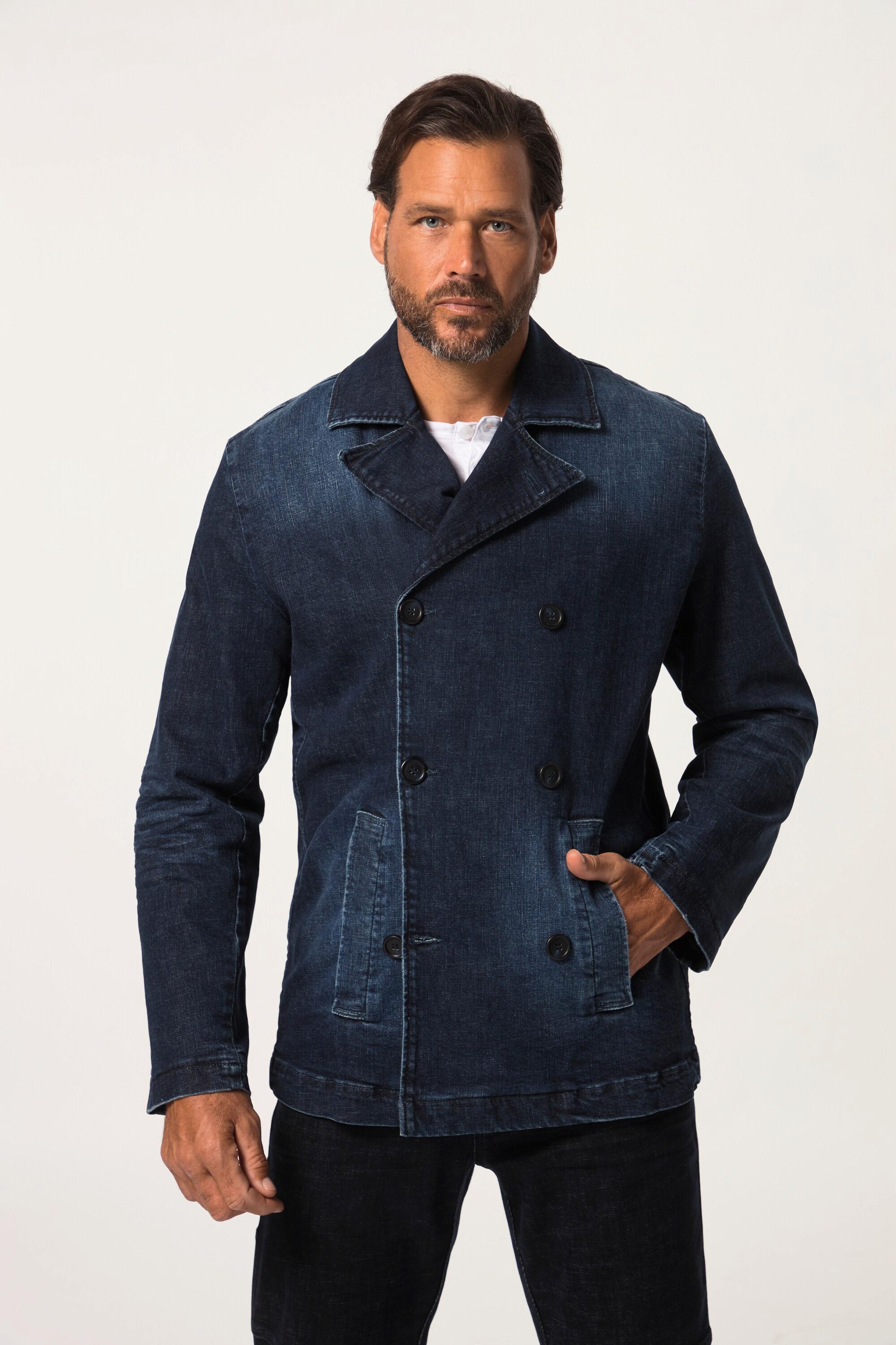 JP1880  Veste caban en jean, double rangée de boutons 