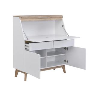 Vente-unique Schreibtisch mit 2 Türen & 2 Schubladen - MDF - Naturfarben & Weiß - RILESA  