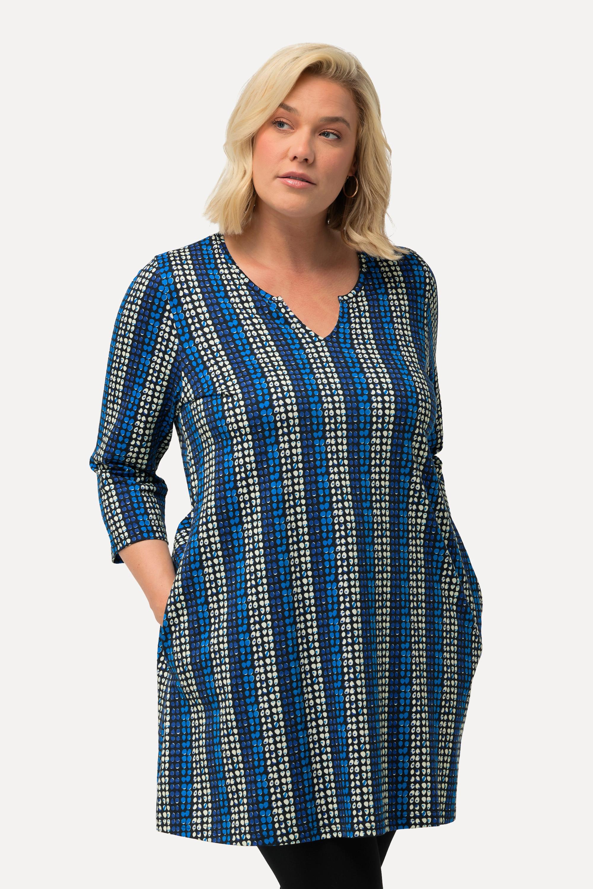 Ulla Popken  Longshirt, A-Linie, Tunika-Ausschnitt, 3/4-Arm 