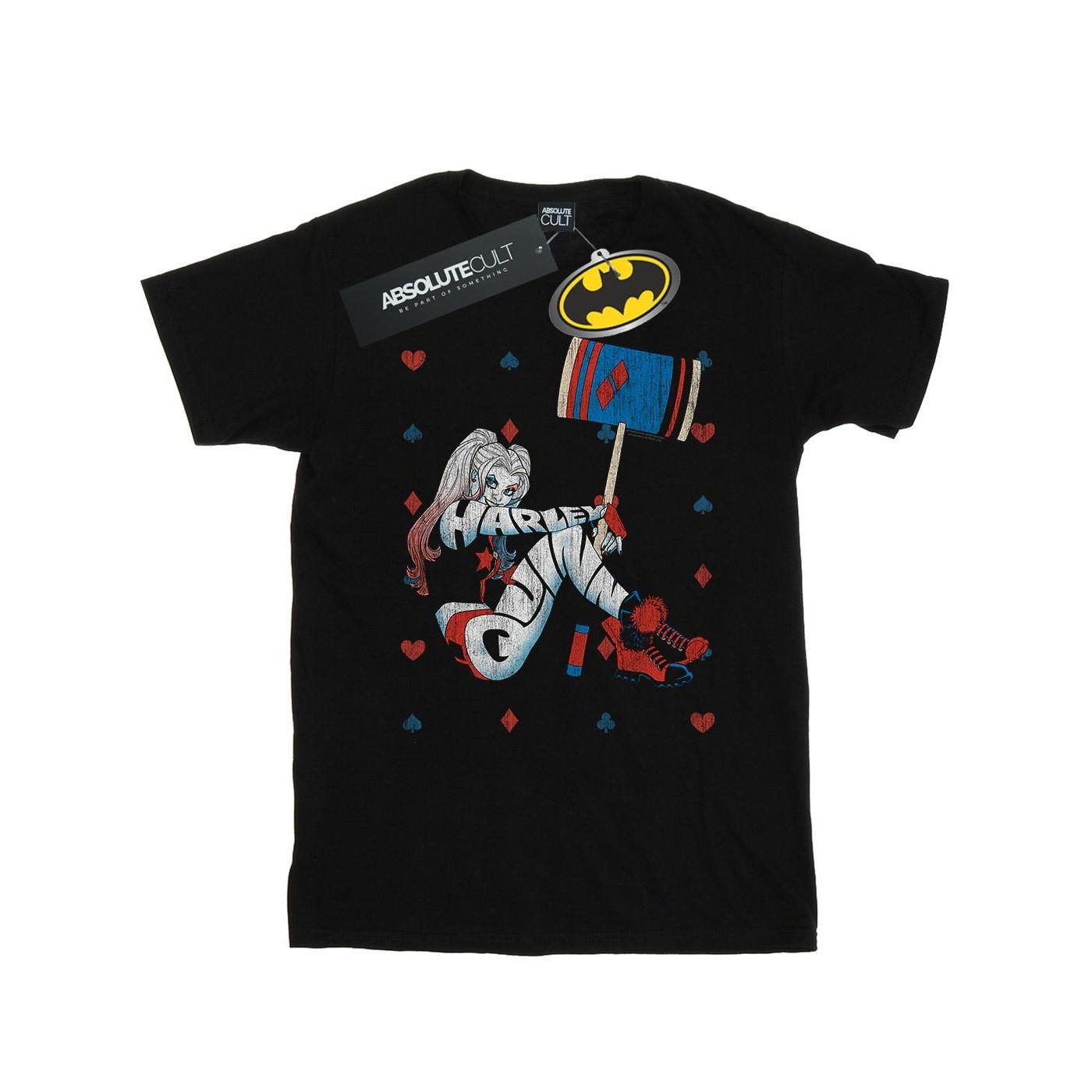 Image of Harley Quinn Playing Card Suit Tshirt Mädchen Schwarz 152-158