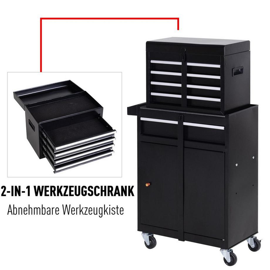 Northio  Werkstattwagen 5 Schubladen 360°-Rollen Metall 52,5X28X104,5Cm 