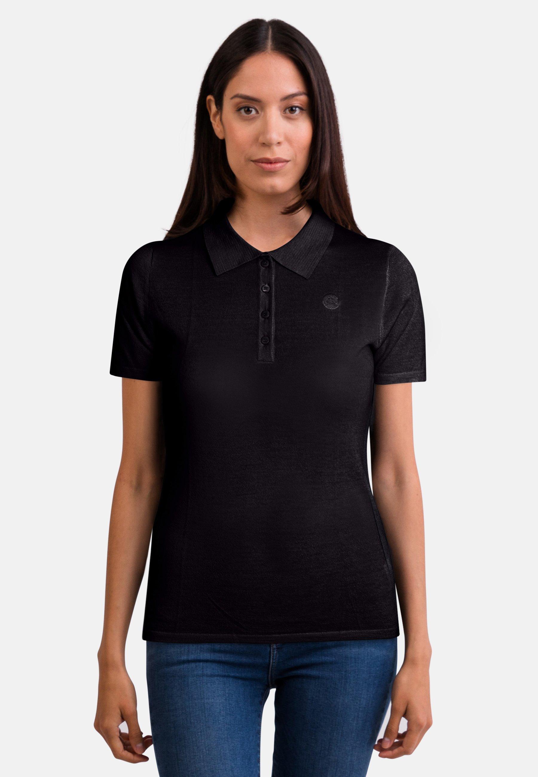 Image of Kaschmir Poloshirt Kurzarm Damen Schwarz L