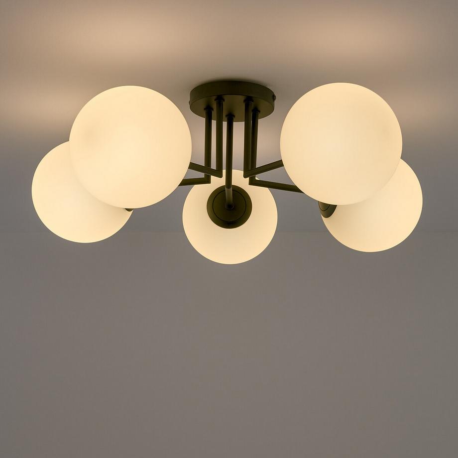 La Redoute Intérieurs Plafonnier métal fer et verre opaline  