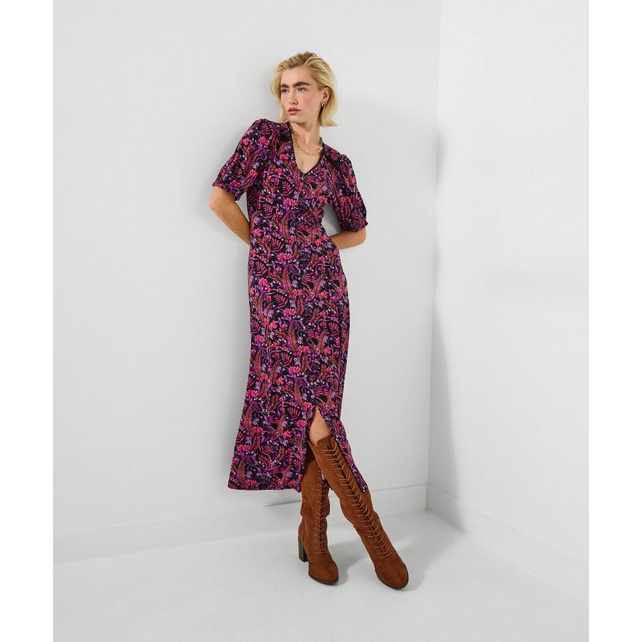 Jersey-Midikleid mit Blumenmuster