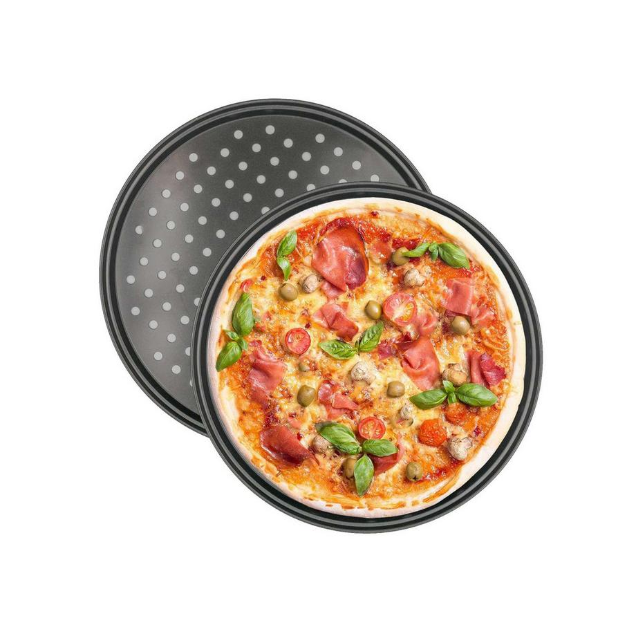 Intirilife  Intirilife 2x Pizzablech rund aus Karbonstahl 
