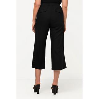 Ulla Popken  Pantaloni a 7/8 in lino misto con cintura elastica e taglio della gamba ampio 