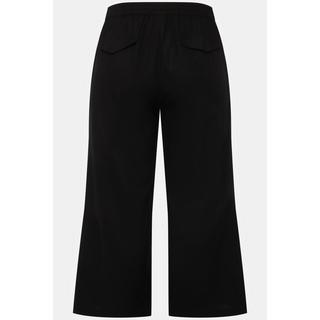 Ulla Popken  Pantaloni a 7/8 in lino misto con cintura elastica e taglio della gamba ampio 