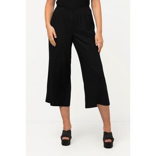 Ulla Popken  Pantaloni a 7/8 in lino misto con cintura elastica e taglio della gamba ampio 