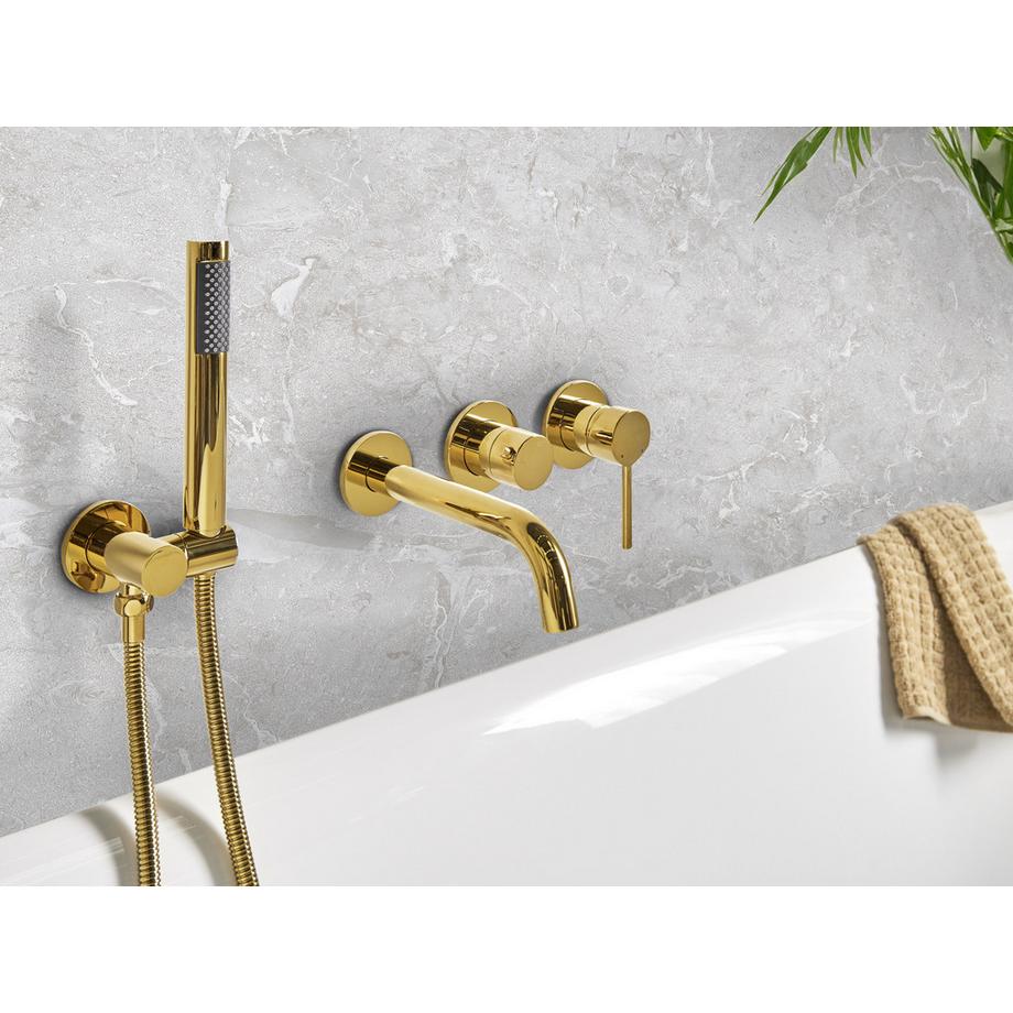 Beliani rubinetto miscelatore da parete per vasca e doccia en Ottone Moderno JAVIRA  