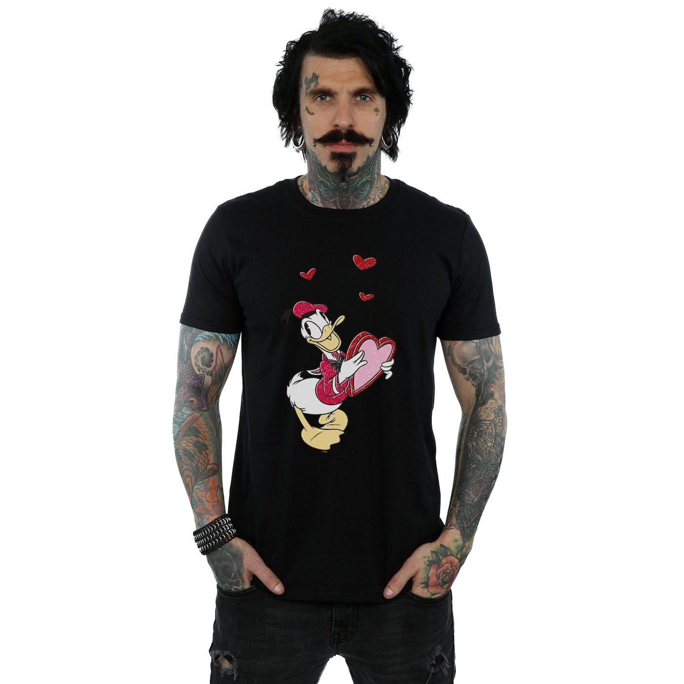 Image of Donald Duck Love Heart Tshirt Herren Schwarz M