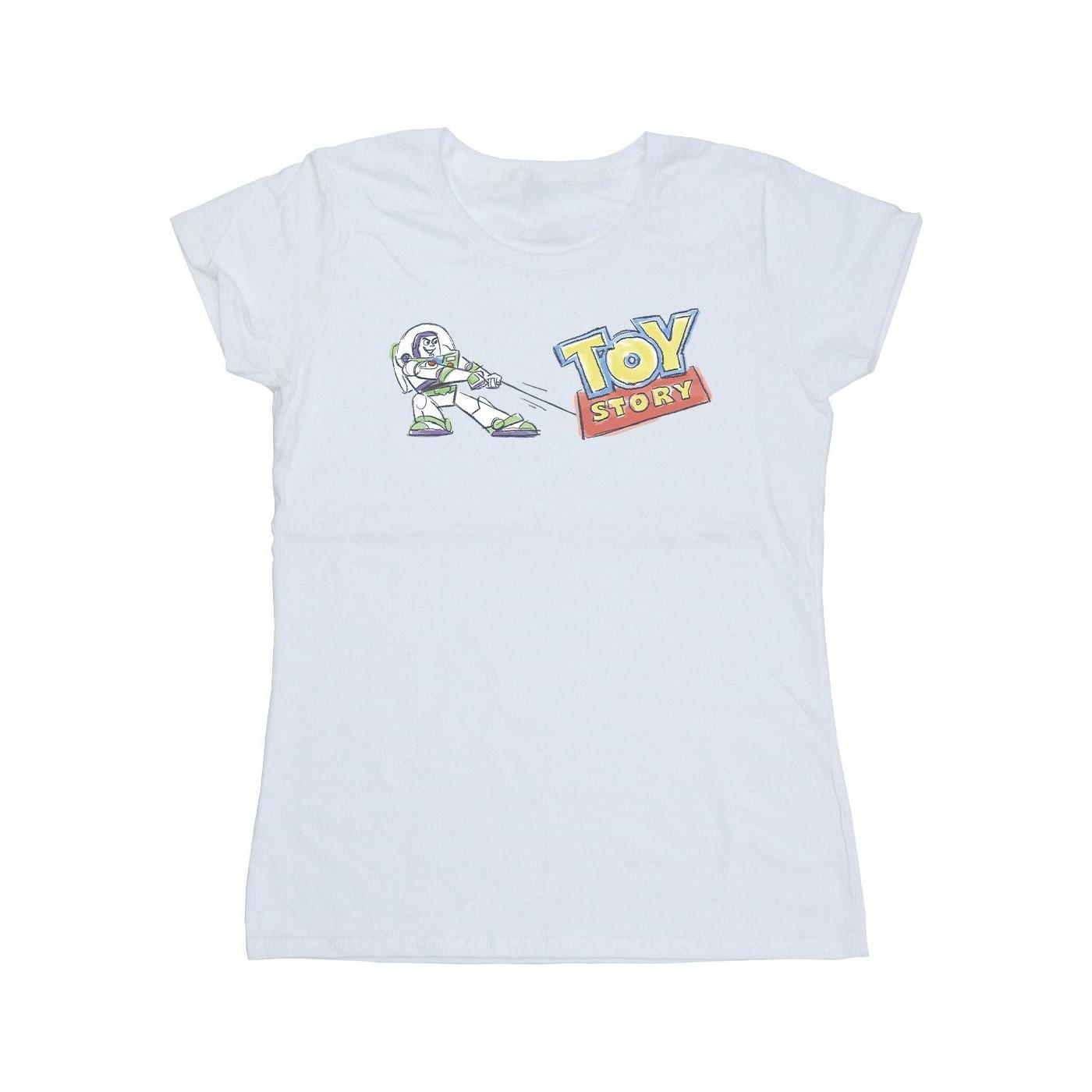 Image of Toy Story Buzz Pulling Logo Tshirt Damen Weiss XL
