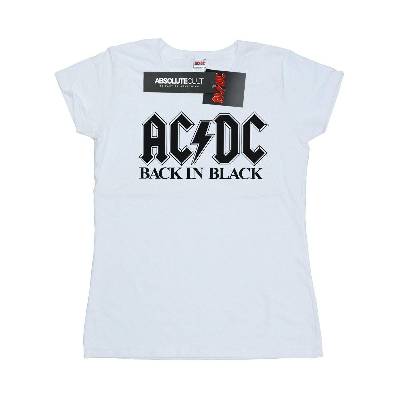 Image of Acdc Back In Black Logo Tshirt Damen Weiss M