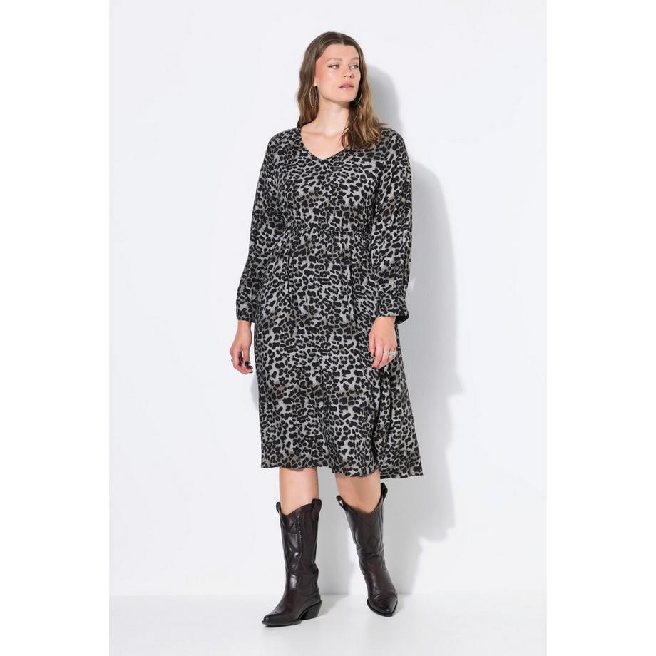 Studio Untold Abito Midi Stampa Leopardata Vita Elastica  