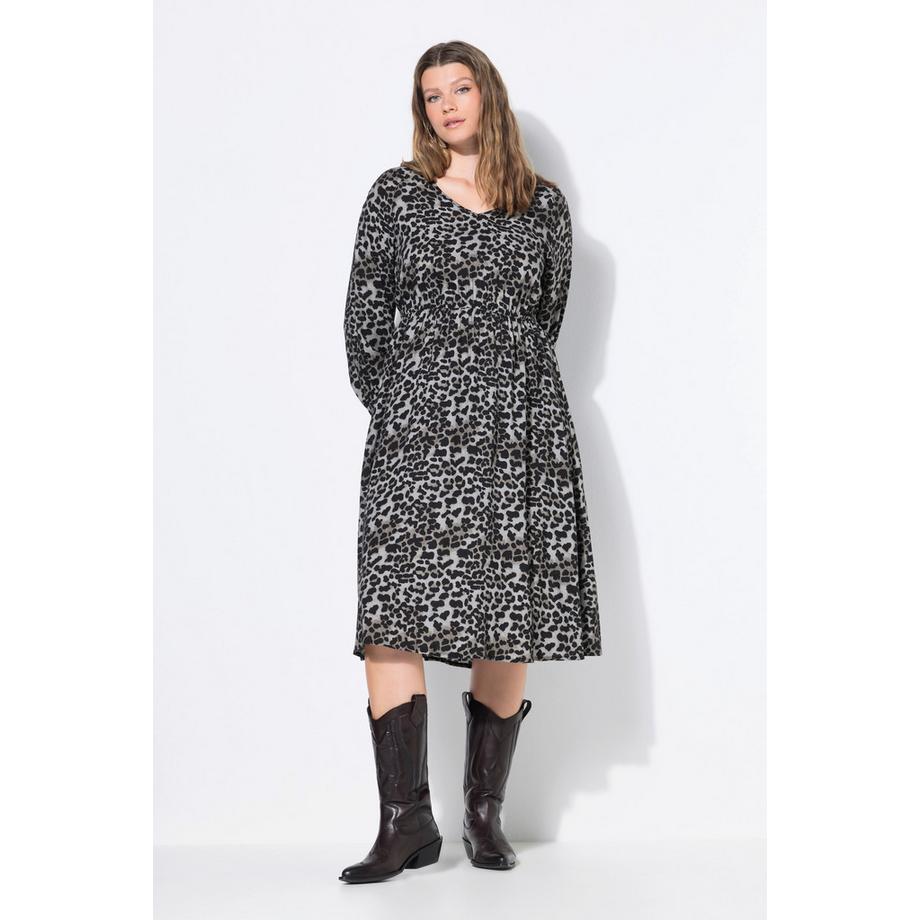 Studio Untold Abito Midi Stampa Leopardata Vita Elastica  