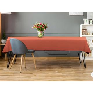 Vente-unique Nappe en coton et lin à bordure noire - 170 x 300 cm - Terracotta - BORINA  