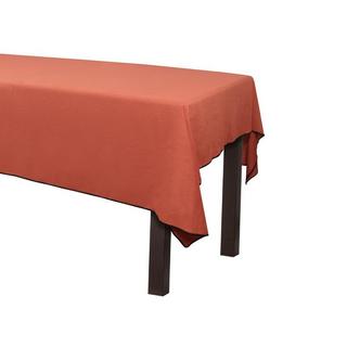 Vente-unique Nappe en coton et lin à bordure noire - 170 x 300 cm - Terracotta - BORINA  