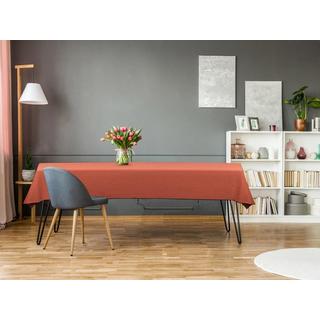 Vente-unique Tischdecke aus Baumwolle & Leinen mitem Rand - 170 x 300 cm - Terracotta - BORINA  