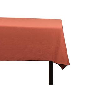 Vente-unique Nappe en coton et lin à bordure noire - 170 x 300 cm - Terracotta - BORINA  